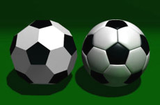 Слева — усечённый икосаэдр, справа – футбольный мяч обыкновенный.